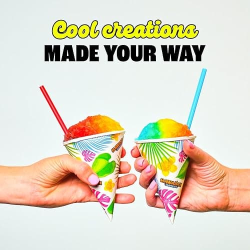Hawaiian Shaved Ice S700 Kid-Friendly Snow Cone Machine Kit with 3-16oz. Syrup Flavors: Cherry, Grape, and Blue Raspberry, Plus 25 Snow Cone Cups, 25 Spoon Straws, and 3 Black Bottle Pourers thumbnail 7