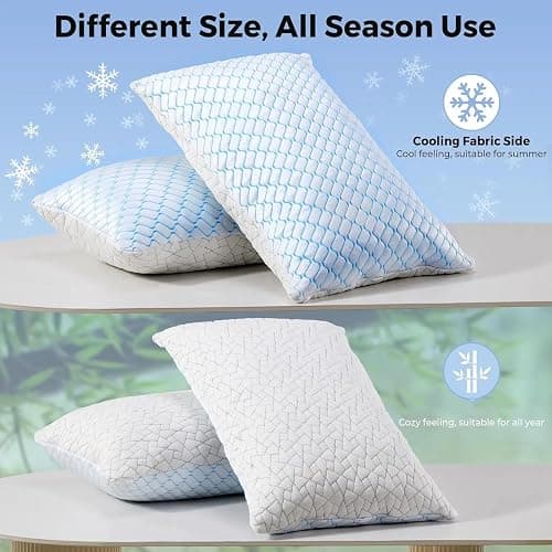 puredown King Size Pillows Set of 2, Shredded Memory Foam Pillows, Cooling Pillow King 2 Pack, Foam Pillow for Sleeping, Adjustable Firm Bed Pillow for Side, Back and Stomach Sleepers thumbnail 2