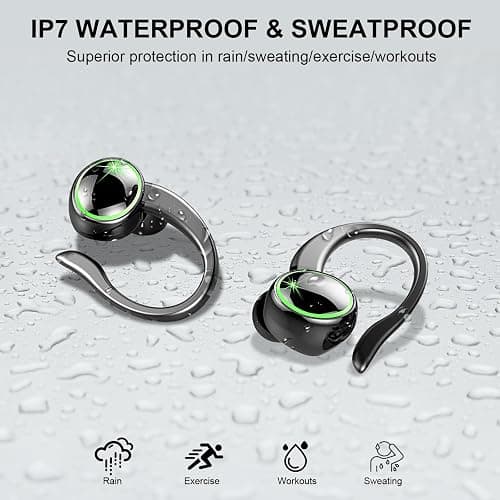 Wireless Earbuds, Bluetooth 5.4 Headphones Sports, 50H Playback Over-Ear buds with ENC Noise Cancelling Mic, Deep Bass Fitness Earphones Gym Running, IP7 Waterproof Headset with Earhook Workout thumbnail 5