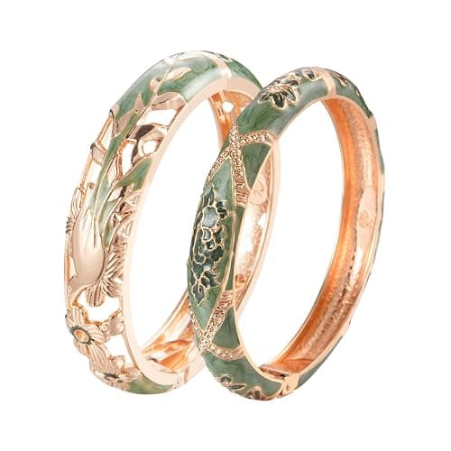 wynameleri Vintage Cloisonne Jewelry Gorgeous Rhinestone Handcrafted Bracelets Enamel Flower Bird Hinged Cuff Bangles Gifts 88A - Image 1