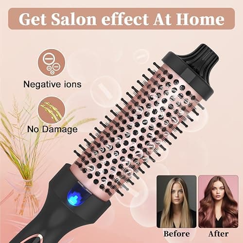 Hywestger Curling Iron Thermal Brush 1.5 Inch Global Voltage Travel-Friendly with Digital Display Temperature Ceramic Tourmaline Ionic Quick Heated Round Bush Suitable for Medium and Long Hair thumbnail 2