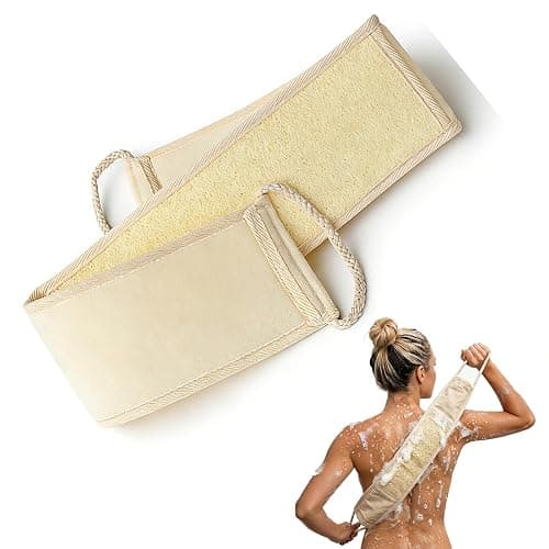 JouiiSiYa Widened Loofah Back Scrubber for Shower, Natural Loofah Sponge Back Scrubber for Women and Men, 1-pcs - Image 1