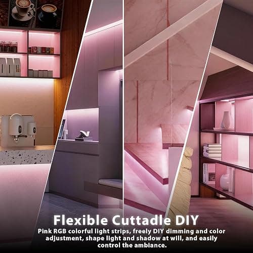 Aalnfe 10 FT Pink LED Strip Lights for Bedroom Decor 24V Dimmable Flexible LED Rope Lights LED Lights Strip Tape Lights for Romantic Wedding Girls Bedroom Party Home Indoor Decorative Lighting thumbnail 5