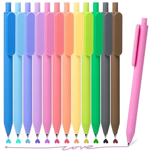 Drawdart Gel Pens 12 Colors Retractable Quick Dry Ink Pens Fine Point 0.7mm, Smoooth Writing Pens Multicolor for Journaling, Drawing, Doodling, and Note Taking, Multicolor, 12-Count - Image 1