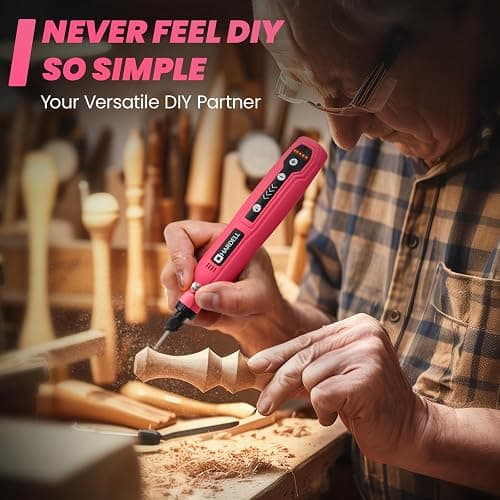 HARDELL Mini Cordless Rotary Tool, 5-Speed 3.7V Rechargeable Rotary Tool Kit with 69 Accessories, DIY Caft Tool for Sanding, Polishing, Drilling, Engraving, 3D Printing thumbnail 7