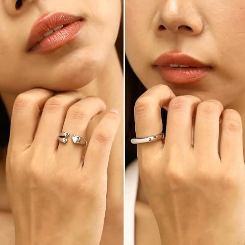 wgoud 6PCS Dome Chunky Gold Rings for Women Waterproof, 14K Gold Plated Braided Twisted Stackable Signet Rings, Adjustable Open Ring Band Statement Jewelry Gift thumbnail 7