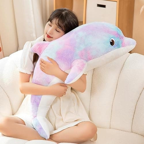 LVPU Dolphin Stuffed Animals Plush Pillows Soft Sea Animal Plush Toys Dolls Stuffed Animal Plushies Gifts for Kids (Purple Orchid-19.2 Inches) thumbnail 5