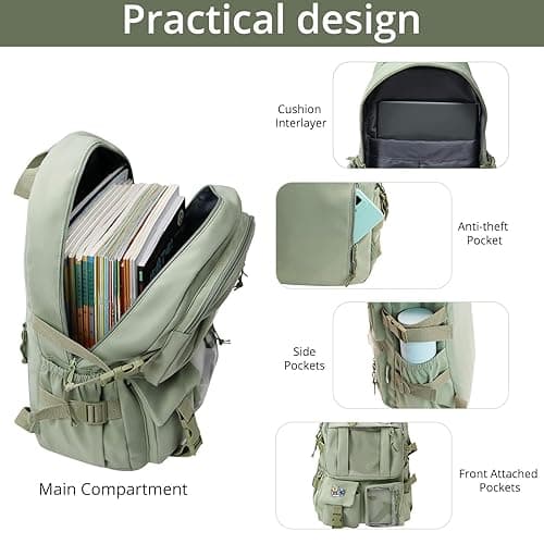 AoMoon Kawaii Backpack Lovely Pastel Rucksack for Teen Girls Aesthetic Student Bookbags with Kawaii Pin and Cute Accessories (Green-C) - Green-c thumbnail 3