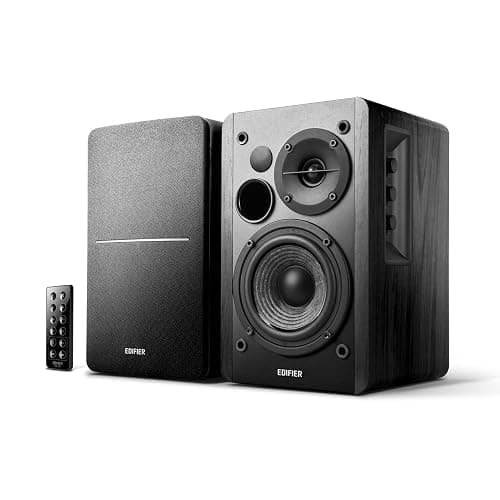 Edifier R1280DB Powered Bluetooth Bookshelf Speakers - Optical Input - Wireless Studio Monitors - 4 Inch Near Field Speaker - 42W RMS - Wood Grain (Black) thumbnail 6
