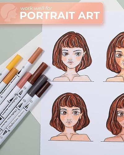 Ohuhu Skin Tone Markers 36 Colors: Dual Tip Brush and Fineliner Markers for Adult Coloring Water Based Art Skintone Marker Pens Set for Portrait Drawing Lettering Writing Calligraphy Journaling - Maui thumbnail 5