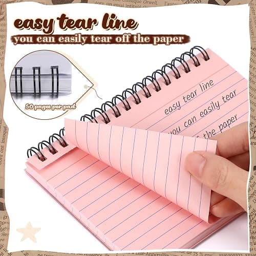 Tosstuki 12 Pcs 4x6 Spiral Index Cards with Rings 600 Cards, Dreamy | Colored Ruled Notecards with Waterproof Covers, Spiral Flashcards for Studying, Learning Supply for Office School College thumbnail 4