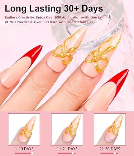 3D Nail Gel Art BISHENGYF - 15g Sculpting Gel Nail Glue with Gold White Chrome Nail Powder for Nail Art Non-Sticky Hand Hard Gel Carving Gel for Chrome Powder for Art Home DIY thumbnail 4