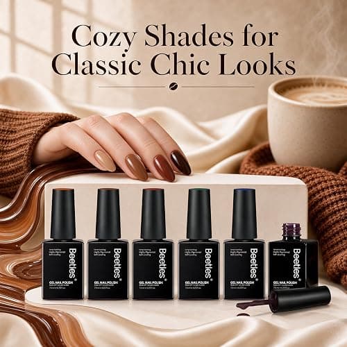 Beetles Brown Gel Polish Set, Toasty Aroma Collection, 6 Fall Colors | Nude Brown Nail Colors UV LED Lamp Salon DIY at Home Nails Gifts for Women thumbnail 5