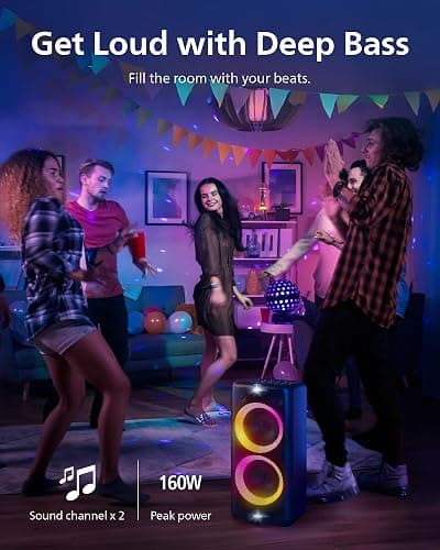 Philips X5206 bluetooth party speaker, portable with wheels, exciting light show, karaoke machine with microphone and Guitar Input, powerful bass & subwoofer, long playtime, perfect for outdoor events thumbnail 5