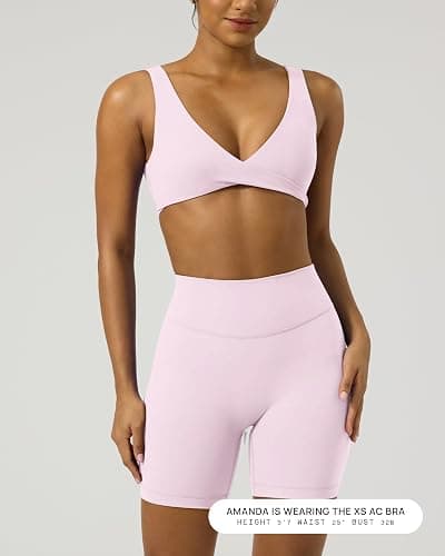 PAVOI ACTIVE Twist Front Sports Bra for Women - Two Ways Customizable Coverage Workout V Plunge Front & Back Bra, FlexFlow thumbnail 5
