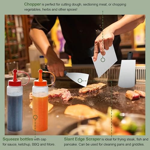 35PCS Griddle Accessories Kit, Flat Top Grill Accessories Set for Blackstone and Camp Chef, Grill Spatula Set with Enlarged Spatulas, Basting Cover, Scraper for Outdoor Barbecue thumbnail 6