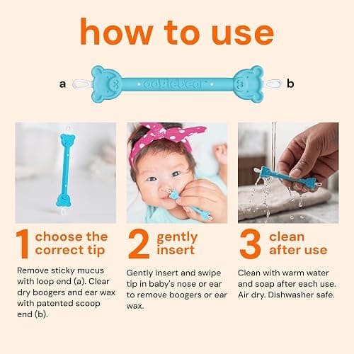oogiebear Baby Nose & Ear Picker, Safe Booger Remover Tool, 1 Piece, Blue | Safe Dual-Ended Nose Cleaner & Ear Wax Remover for Newborns, Infants & Toddlers, BPA-Free, Patented, Baby Registy Essential thumbnail 7