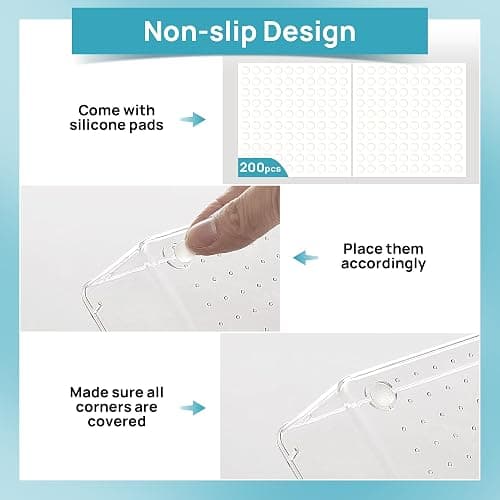 Vtopmart 44 PCS Clear Plastic Drawer Organizers Set, 4-Size Versatile Bathroom and Vanity Organizer Trays, Non-Slip Storage Containers for Makeup, Jewelries, Bedroom，Kitchen Utensils and Office thumbnail 6