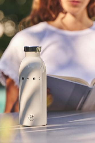 Smeg x 24Bottles Clima Bottle, Borraccia Termica 500 ml WBF01CR, in Acciaio Inox Alimentare 18/8, Isolamento Doppia Parete e Chiusura Ermetica, 24h Freddo e 12h Caldo, Panna thumbnail 2