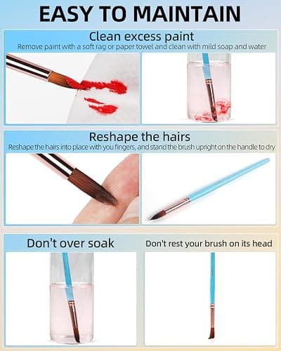 Nicpro 12pcs Artist Paint Brush Set, Aesthetic Pastel Paintbrushes Craft Paint Brushes for Acrylic Painting, Oil, Watercolor, Gouache, Tempera, Face, Body, Art Supplies for Artists and Beginners thumbnail 7