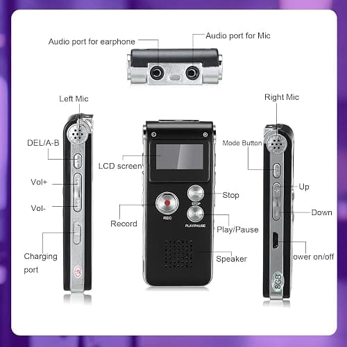 Saillong 7 Pcs Ghost Hunting Equipment Kit 1 Electromagnetic Paranormal Radiation Detector 1 Digital EVP Voice Recorder 1 Hand Held Radio 1 UV Flashlight 3 LED Light up Cat Balls, 8gb(Clear) thumbnail 2