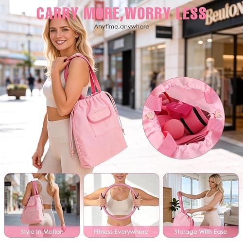 Pilates Kit for Home Workouts, Pilates Equipment Home Pilates Essentials Kit for Women with Pilates Ring and Ball Set, Socks, ankle resistance bands with cuffs, Resistance Band and Massage ball thumbnail 5