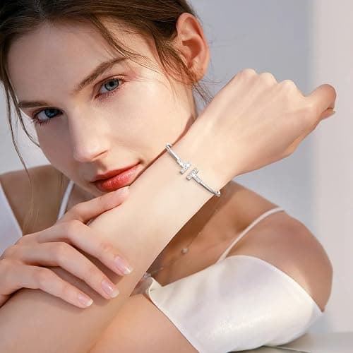 APUUESN Sterling Silber Armreif Ring Set für Damen Silber/Gold/Roségold,Geschenke für Freundin,Geburtstag thumbnail 4