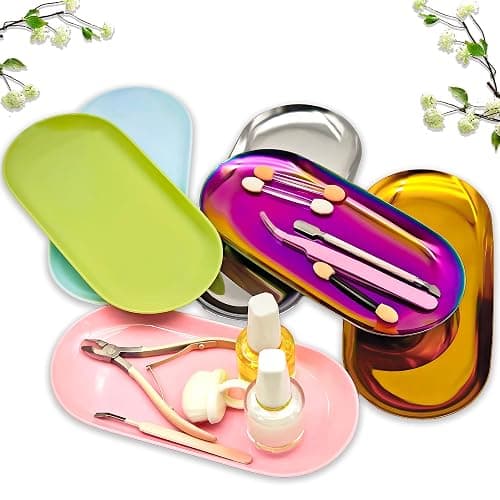 cgllwnmix Nail Tray Pink Manicure Tool Tray Display Nail Art Dish Storage Oval Manicure Tray Jewelry Rhinestone Cosmetics Organizer Decorative Small Storage Plate thumbnail 6