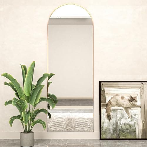 NEUWEABY Full Length Mirror 58"x18" Arch Floor Mirror with Stand Arched Mirror Full Body Mirror Gold Standing Hanging or Leaning Against Wall for Bedroom Entry, Bedroom, Living Room thumbnail 3