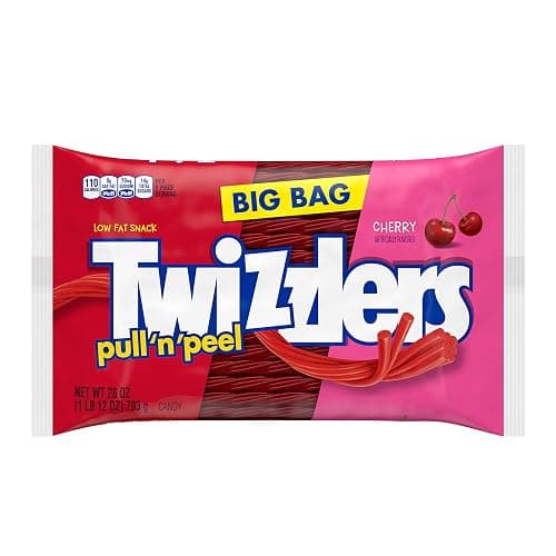 TWIZZLERS PULL 'N' PEEL Cherry Flavored Licorice Style, Chewy Candy Big Bag, 28 oz thumbnail 3