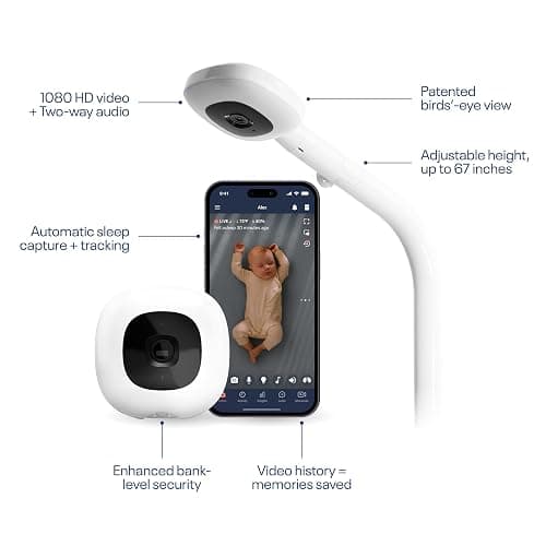 Nanit Smart Baby Video Monitor - Camera & Floor Stand - 1080p Wi-Fi Camera | Pro edition, 2-way audio, sound/motion/cry notifications, night vision, see your baby from anywhere, video camera thumbnail 2