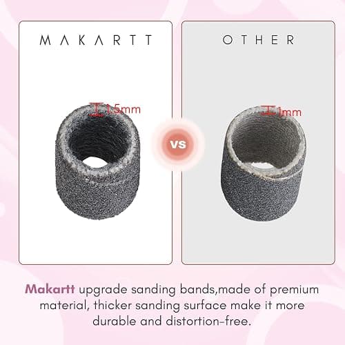 Makartt Sanding Bands for Nail Drill - 100 Pcs #240 Fine Grits Nail File Sanding Bands For Drill Bits, Nail Prep Smooth Polish, Upgrade Thicker Durable Sanding Drill Bit For Acrylic Nails Gel, Black thumbnail 2