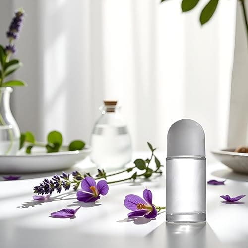 2Pcs White 50ML Glass Empty Roller Bottles with Plastic Roller Ball, Deodorant Roll On Containers Leak Proof Massage Ball Bottles with Cap for Essential Oil Perfume Cosmetics thumbnail 2
