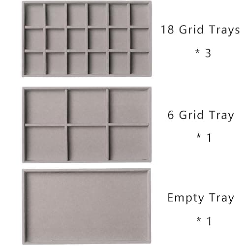 Frebeauty Acryl-Schmuck-Organizer, Ohrring-Organizer, Box mit 5 Schubladen, stapelbarer Ohrringhalter für Ringe, Ohrstecker und Armbänder (grau) thumbnail 4