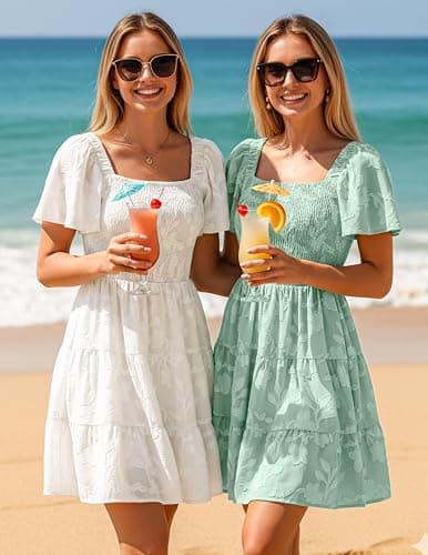 ZESICA Women's Summer Boho Mini Dresses 2026 Cute Floral Flowy Swing A line Beach Vacation Graduation Short Sundress thumbnail 7