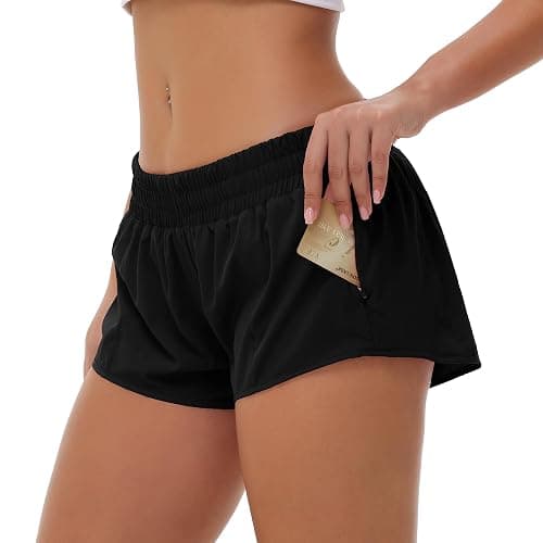 Aurefin Lightweight Athletic Shorts for Women, Quick Dry Run ning Shorts with Zip Pocket and Liner Womens Gym Workout Shorts thumbnail 3