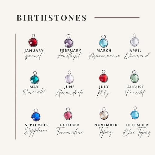 MignonandMignon Birthstone Name Necklace Personalized Gifts for Women Jewelry for Mom Gold Plated Pendant Charm, Custom Grandma Birthday Holiday Gifts -CN-BS-SH thumbnail 9