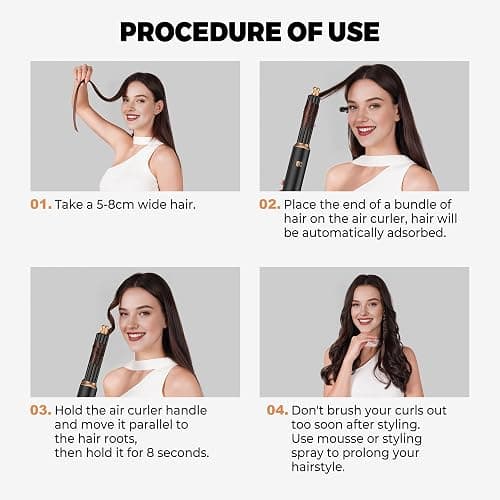 5 in 1 Hair Dryer Brush Set,Professional Negative Ionic Hot Air Styler, Air Curling Wrap Styler,Detachable Blow Dryer Brush With Auto Wrap Curlers,Hair Styling Tools For Straight/Curl/Drying/Smoothing thumbnail 2