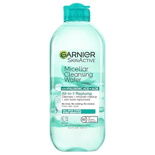 Garnier Micellar Water with Hyaluronic Acid, Facial Cleanser & Makeup Remover, Hydrating and Plumping, For All Skin Types, Vegan, Cruelty Free, 13.5 Fl Oz (400mL), 1 Count - Image 1