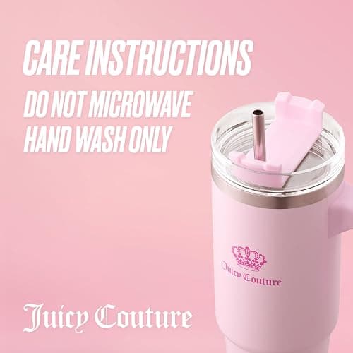Juicy Couture Travel Style Fashion Water Bottle - Light Pink - 31.5oz thumbnail 8