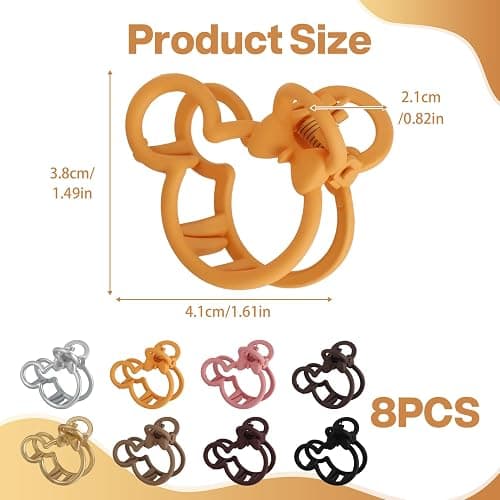 8 PCS Mouse Lady Thick Hair Barrette Clurly Vintage ABS Resin Colorful Hair Claw Clips Hair Jaw Clips Non-Slip Hair Catch Jaw Clamp Styling Accessories for Women Girl for Party Celebration (8 Colors) thumbnail 2