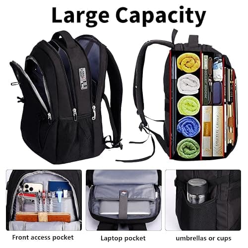SHRRADOO Anti Theft Laptop Backpack Travel Backpacks with usb Charging Port for Women Men High School College Backpack Computer Bag Fits 17 Inch Laptop,Grey thumbnail 5