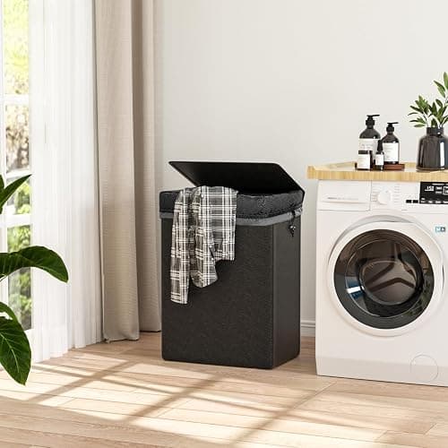 Foluck 60L 2-in-1 Laundry Hamper with Laundry Backpack, Waterproof Basket with Lid, Laundry Bag with Shoulder Straps and Mesh Pocket, Hamper for College Dorm, Travel, Apartment, Laundromat thumbnail 2