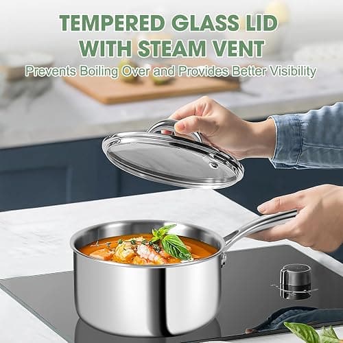 3 Ply Stainless Steel 11-Piece Cookware Set with Lids, Pots and Pans Kitchen Set, Non-Toxic, Induction, Oven, Dishwasher Safe, Professional Chef Quality thumbnail 5