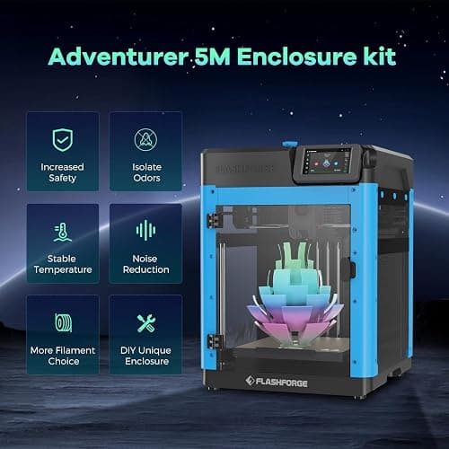 FLASHFORGE Adventurer 5M 3D Printer Enclosure kit, DIY Design, Reduce Noise, Increase Safety and Odor Isolation, Supports Printing High Temperature Filaments, Like ASA and PC thumbnail 2