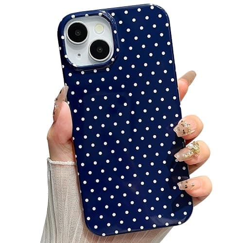 Jmltech for iPhone 14 Case Polka Dot Phone Cases Aesthetic Design Trendy Simple Case Slim Shockproof Protective Cover Navy Blue - Image 1