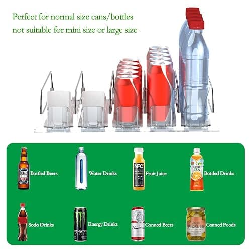 Drink Organizer for Fridge-White Automatic Pusher Glide,12oz 16oz 20oz-Soda Dispenser for Fridge-Holds up to 25 Cans thumbnail 5