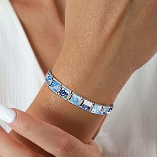 ITingstere Italian Charms Bracelet Sets with 1Pcs Starter Brascelet 9Pcs Charms 9mm Italian Modular Charm Bracelet DIY Module Jewelry Gifts thumbnail 2