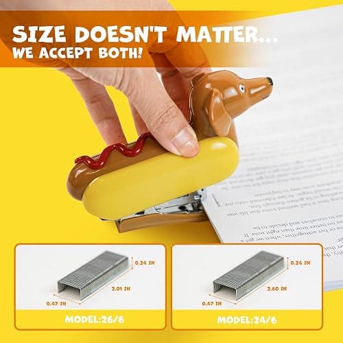 YOBRO Mini Stapler for Students Novelty Hotdog Desktop Stapler with 1000PCS Staples 12 Sheets Capacity Stationery Animal Stapler for Home Office Stocking Stuffers for Friends thumbnail 5