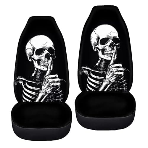ELEQIN Goth Skull Universal High Back Fashion Car Seat Covers for Car Truck Suvs,sedans,Vehicles,Airbag Compatible Front Car Seat Covers 2 Pack thumbnail 6